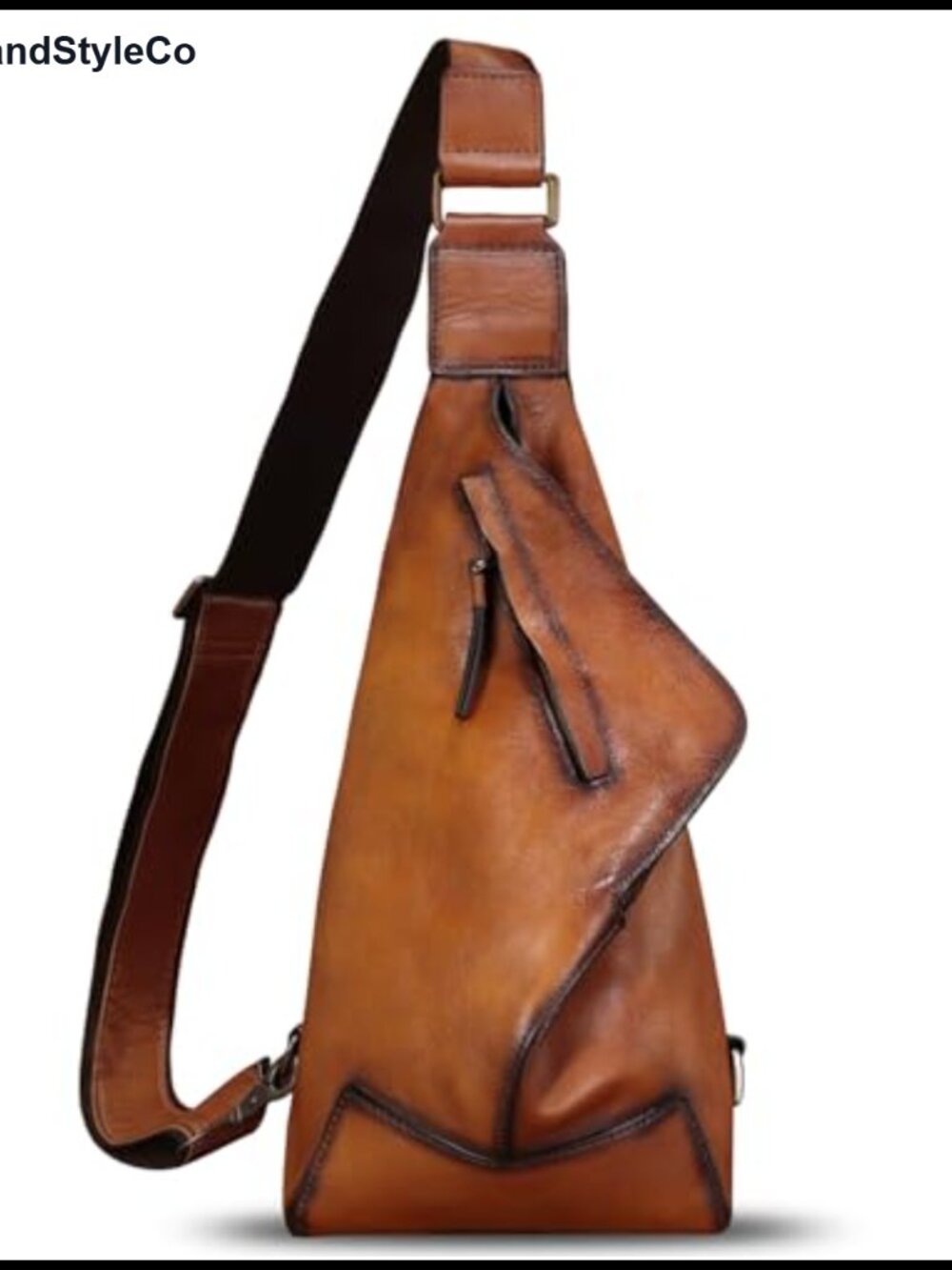 Genuine Leather Sling Bag Crossbody Vintage Full Grain Leather Daypack Chest Bag